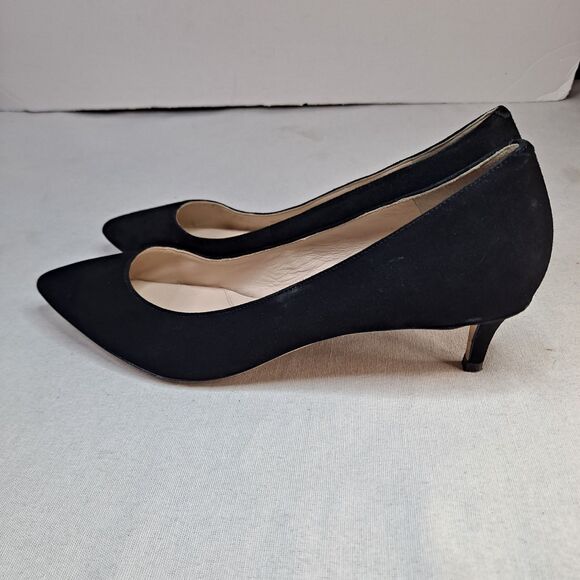 Cole Haan Suede Heels Women's Size 9.5B Black Kitten Heel Pointed Toe Pumps - Picture 2 of 10